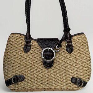 Brighton Woven Straw Leather Hobo Handbag Purse Leather Boho Vacation Travel